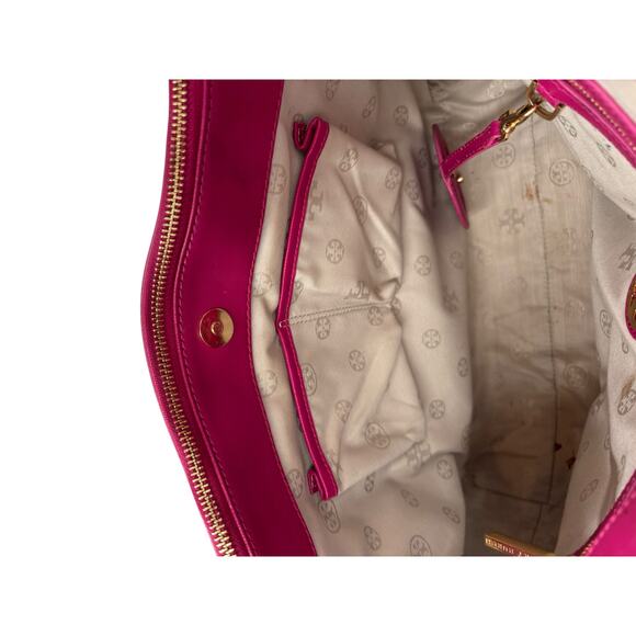 Tory Burch Robinson Saffiano Leather Double Zip Tote Crossbody Large Fuschia - Picture 13 of 16